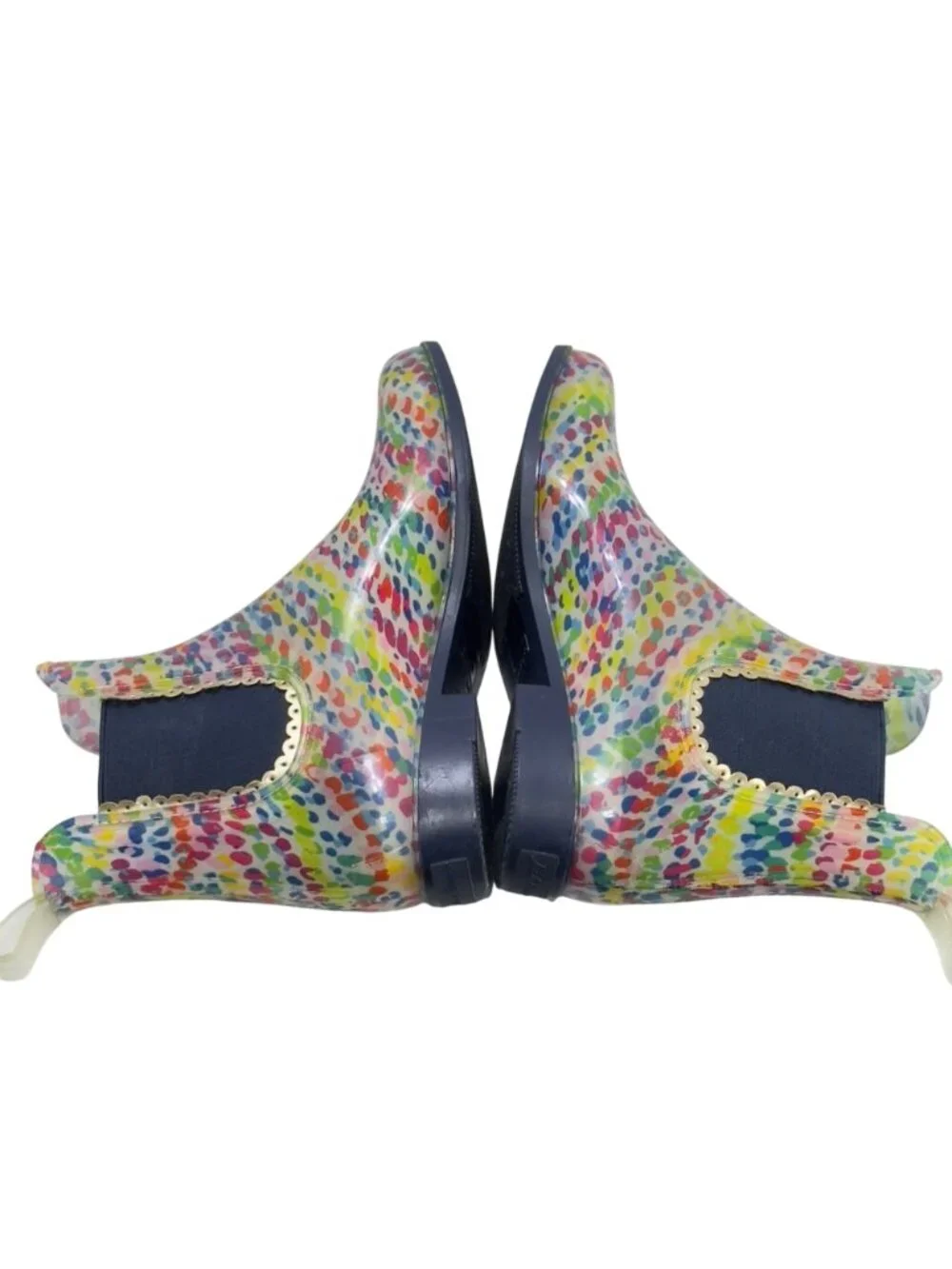 JACK ROGERS Women's Rain Boots Multicolor Rubber Elastic Side Panels Size 9M